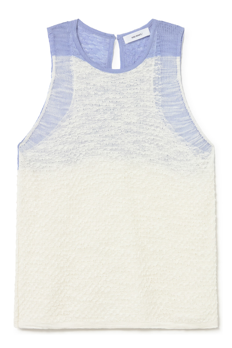 Textured knit top with shoulder contrast 2
