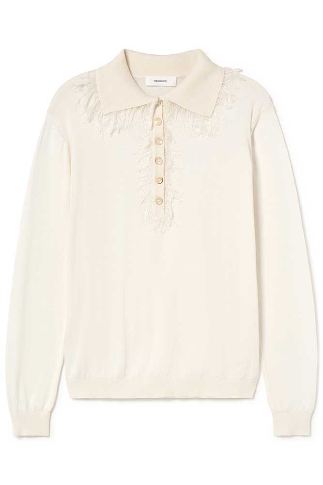 Fringe polo sweater
