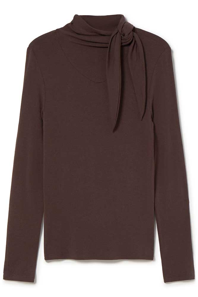 Tie-neck T-shirt