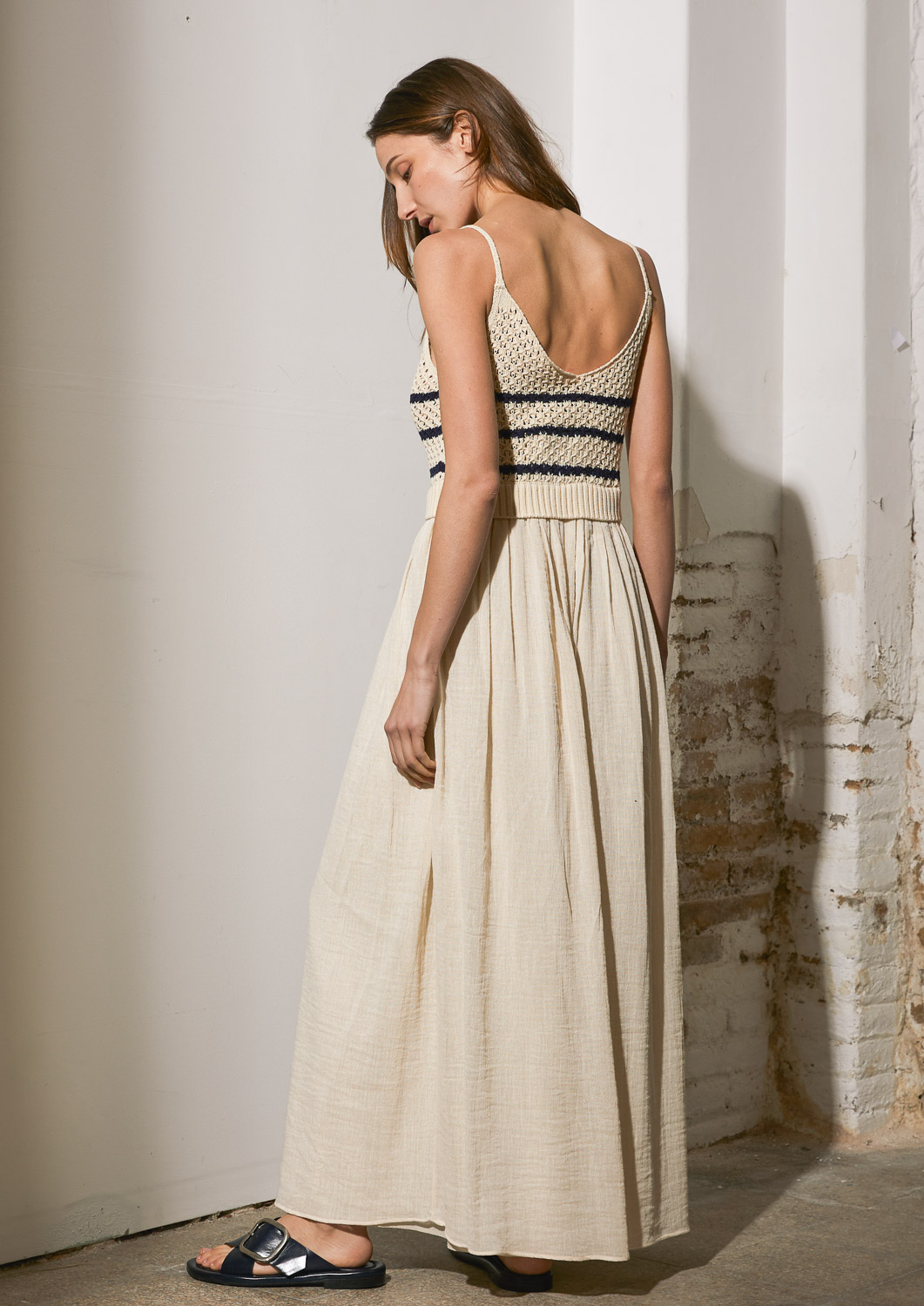 Vestido combinado de punto y tejido 3