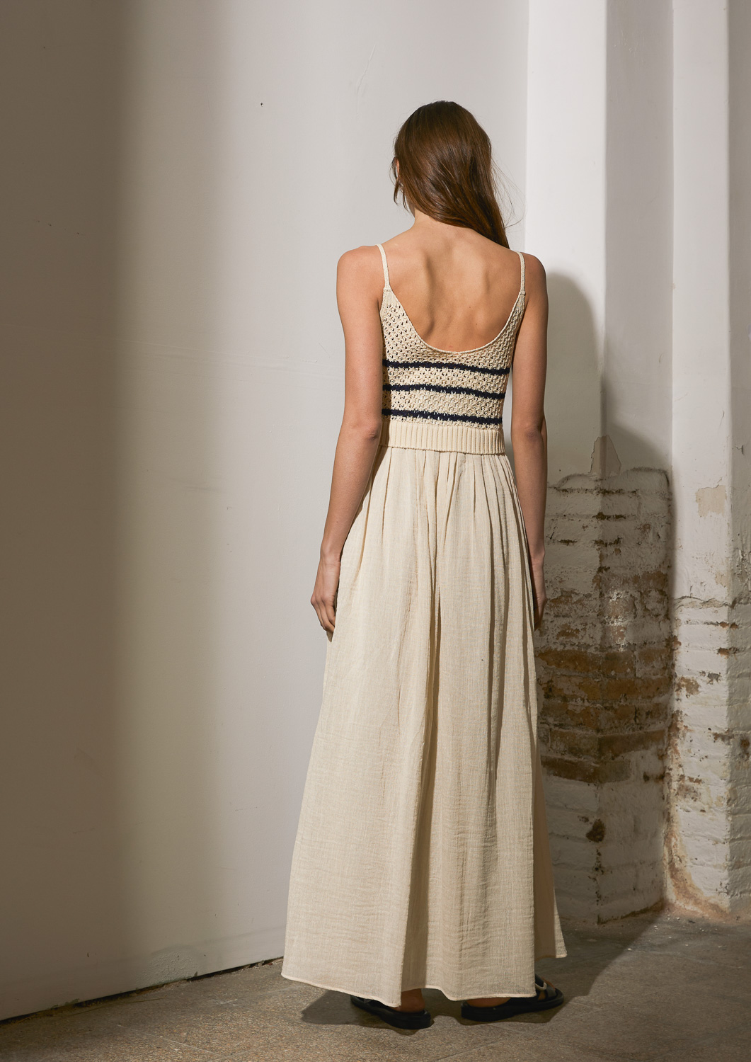 Vestido combinado de punto y tejido 4