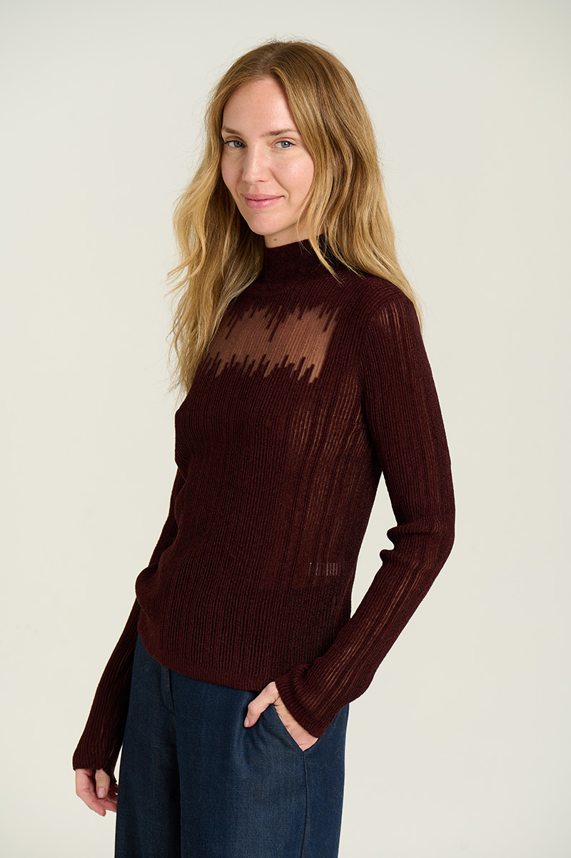 Intarsia sweater with perkins collar 2