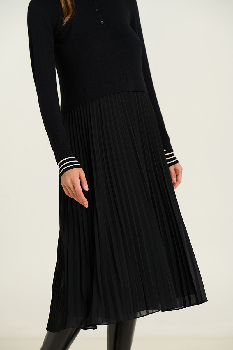 Combined polo collar dress 1