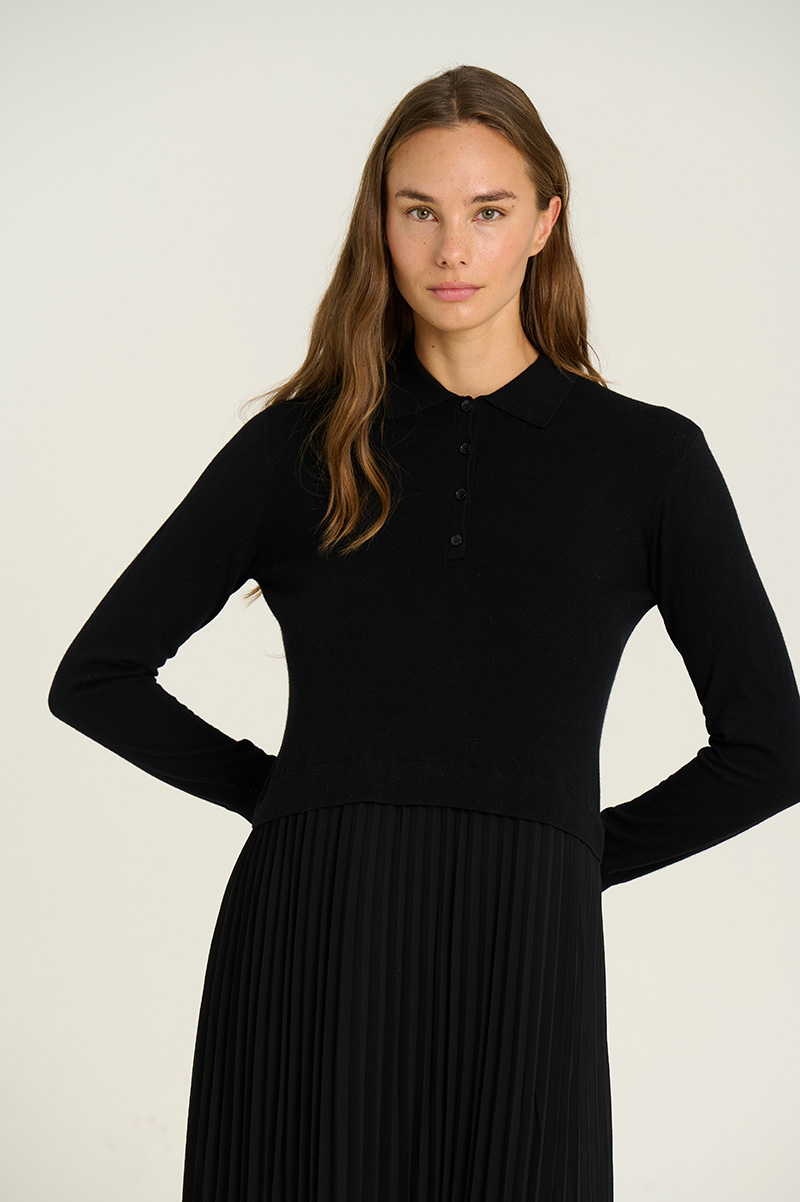 Combined polo collar dress 5