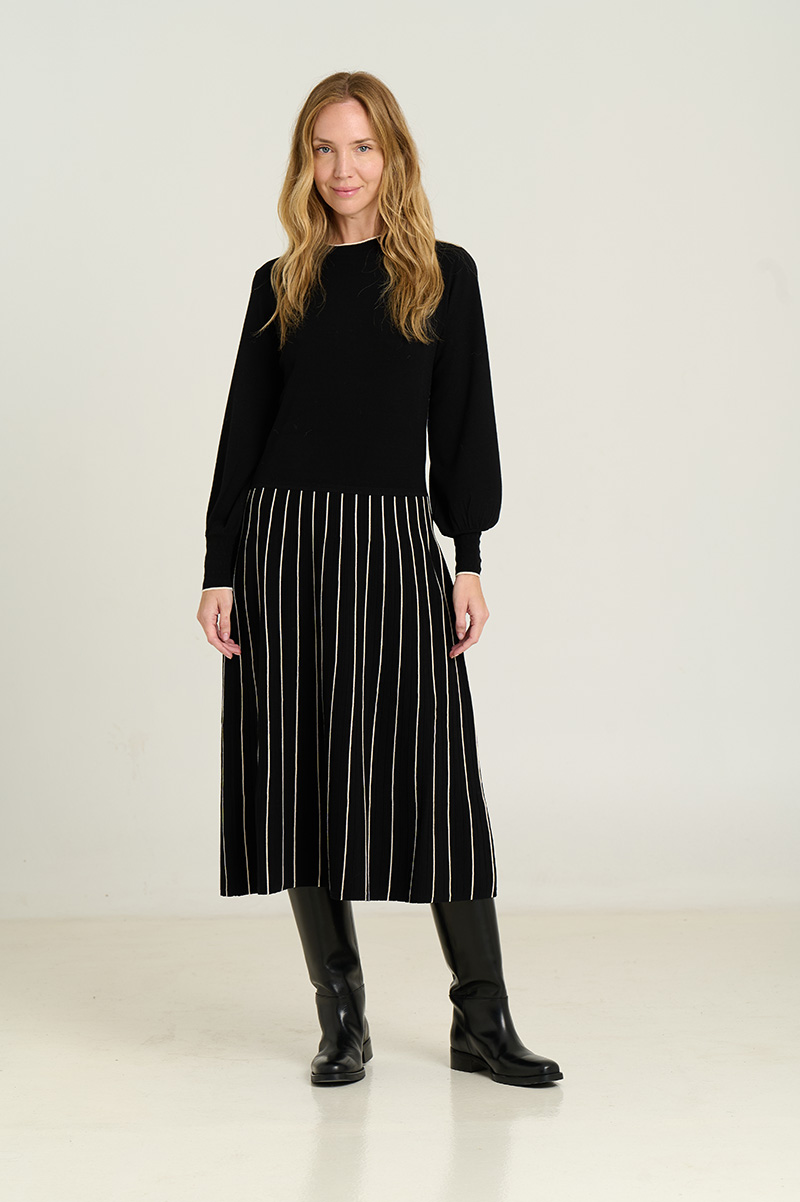 Midi dress with radial skirt