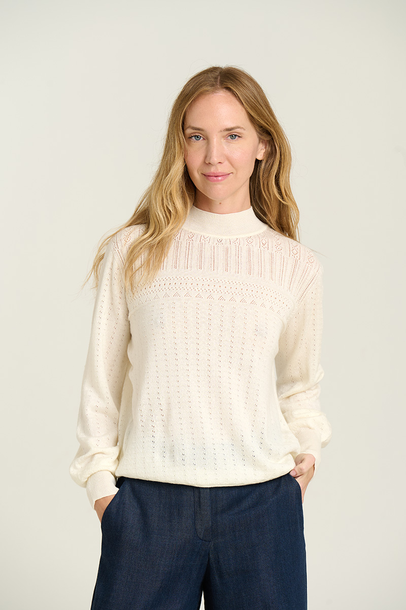 Openwork high-neck sweater
