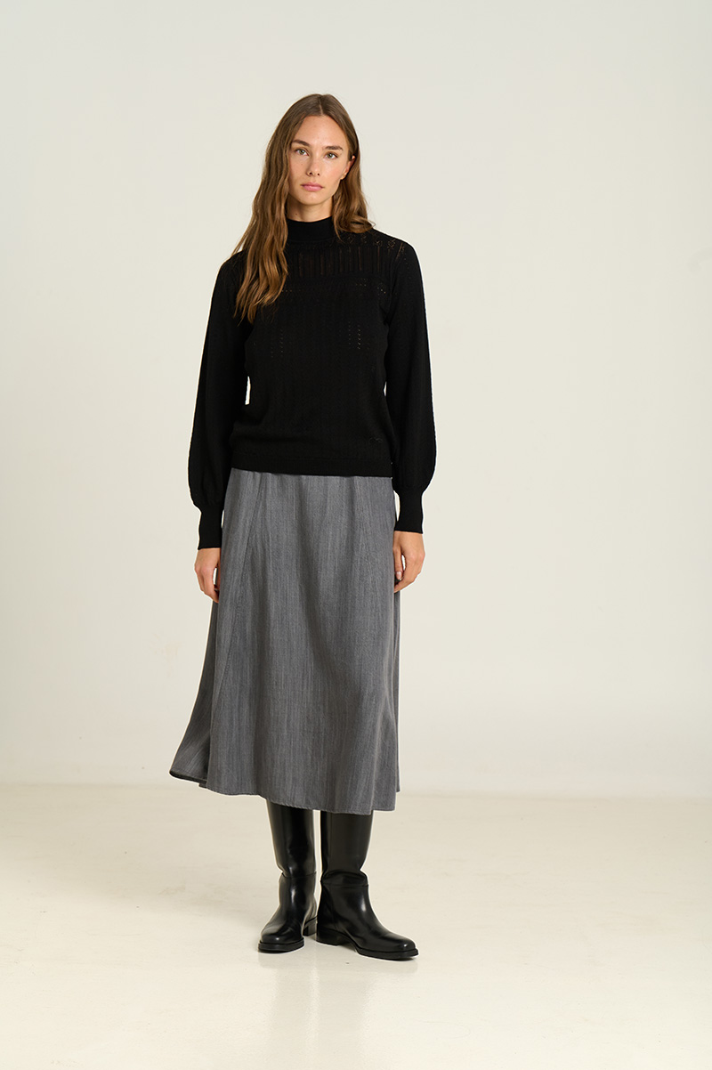 Openwork high-neck sweater