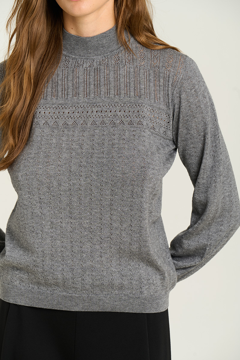 Openwork high-neck sweater 1
