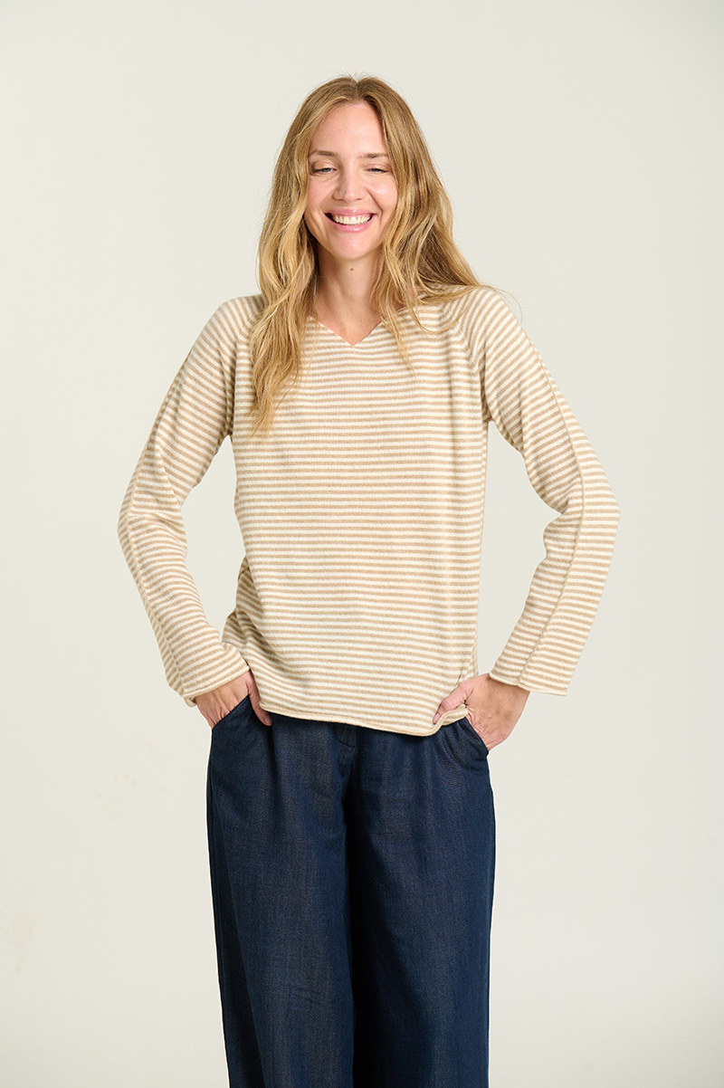 Striped V-neck sweater 3