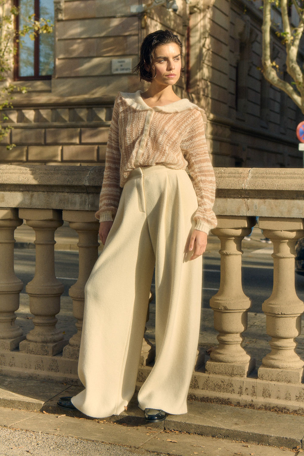 Pleated knit trousers 1