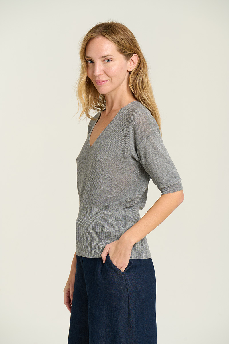 Short-sleeve Lurex sweater 2