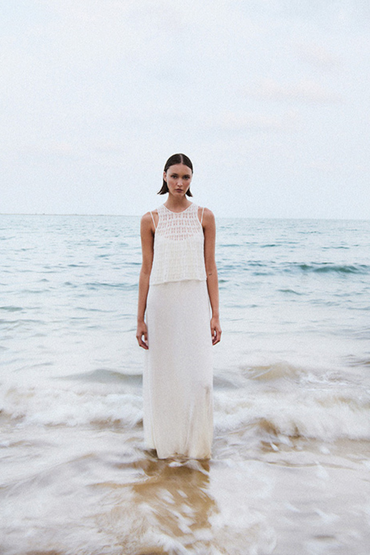 Two-piece knit dress with straps