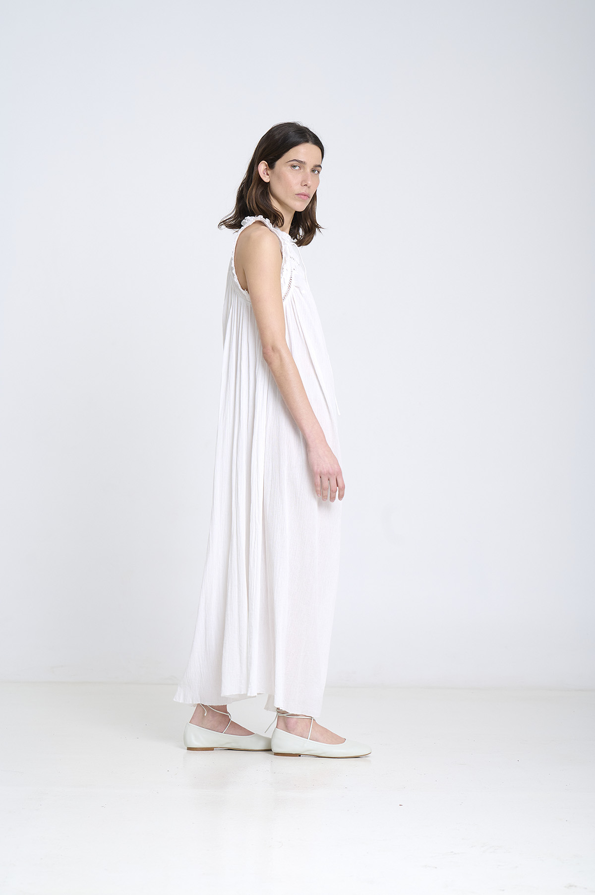 Vestido de bambula y encaje 1