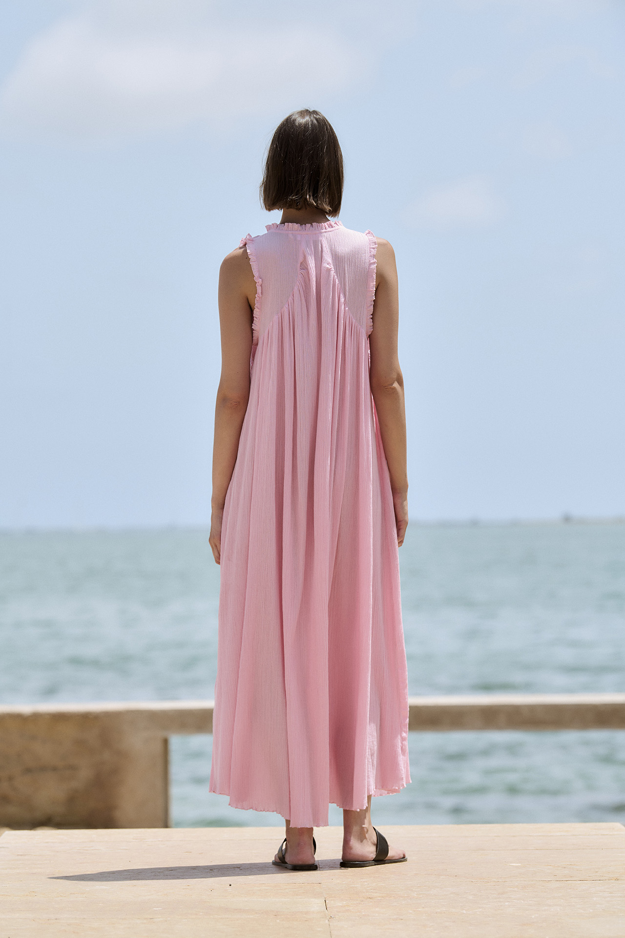 Vestido de bambula y encaje 1