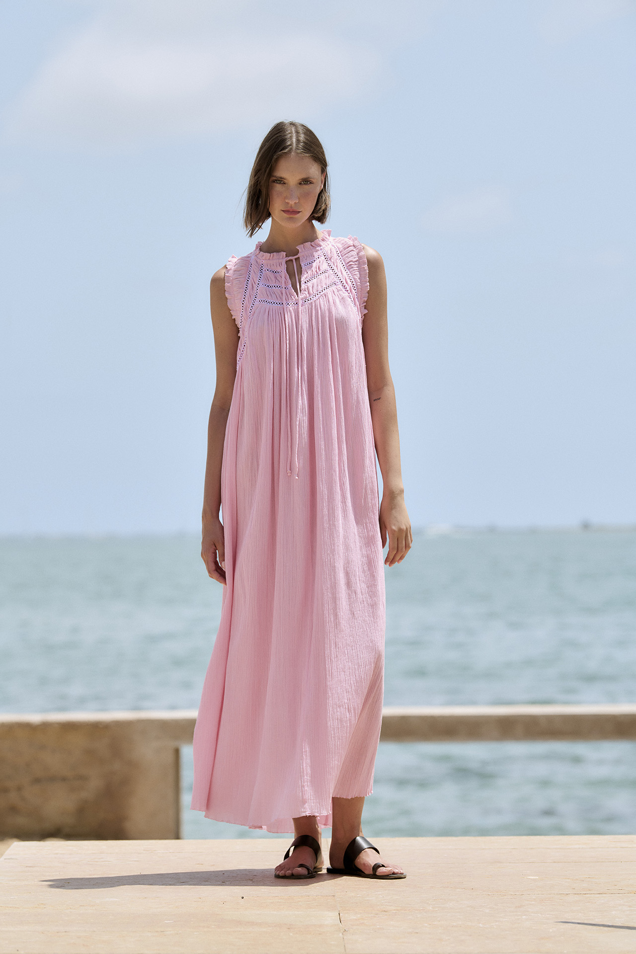 Vestido de bambula y encaje 2