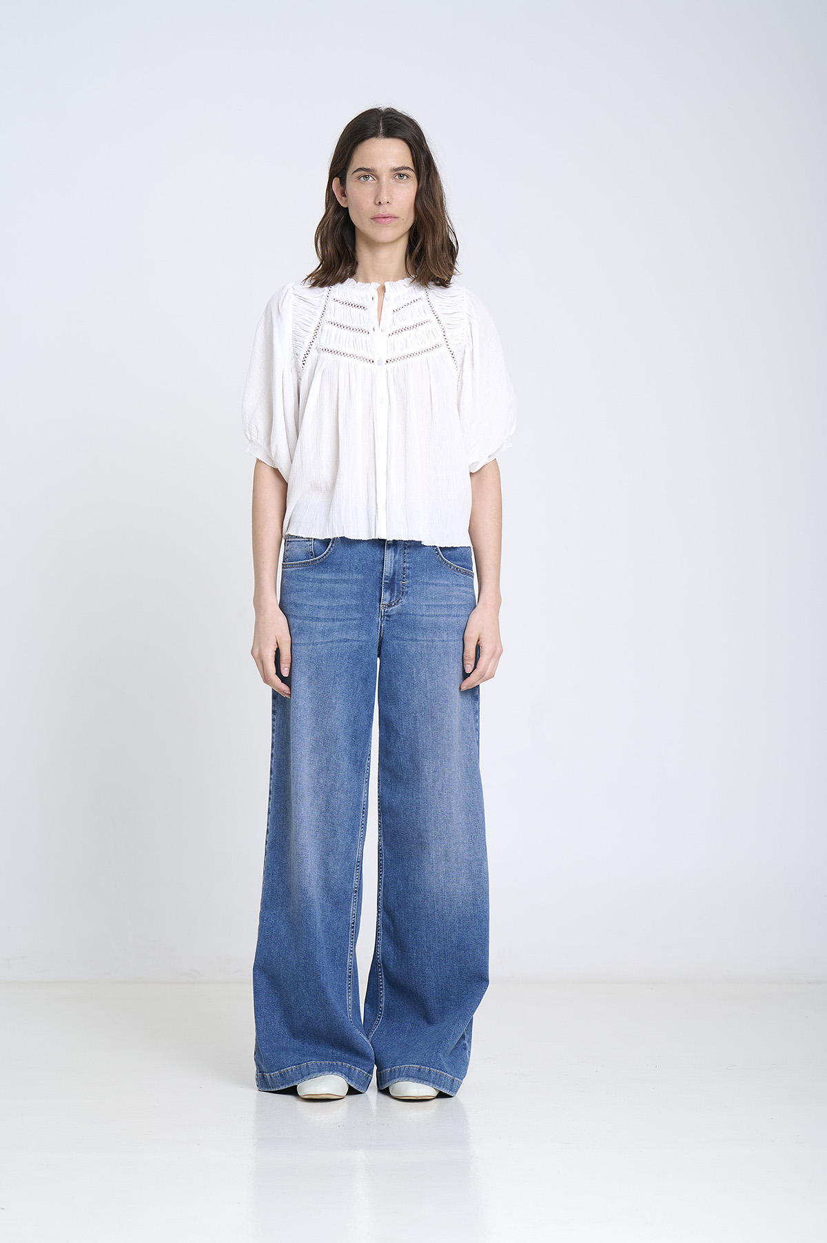 Blusa de bambula y encaje