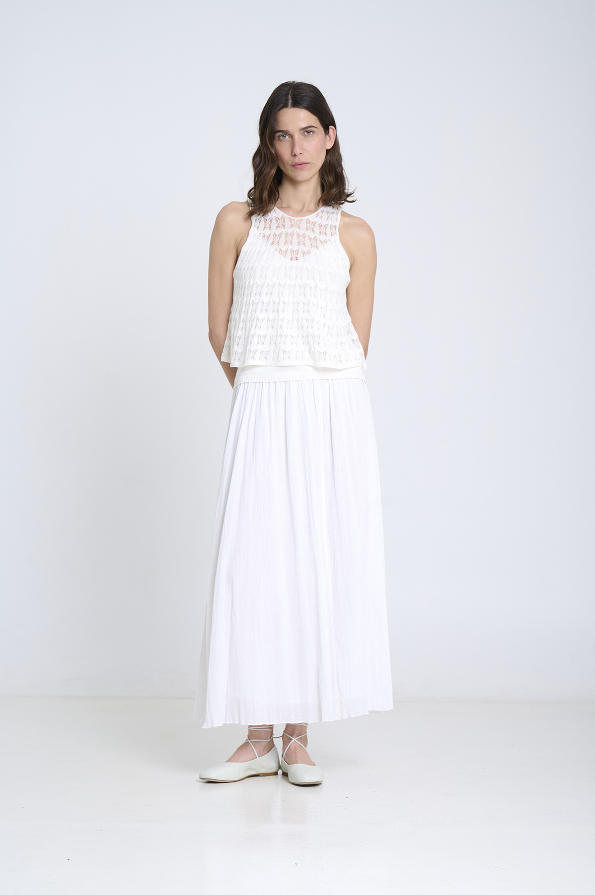 Falda midi de bambula