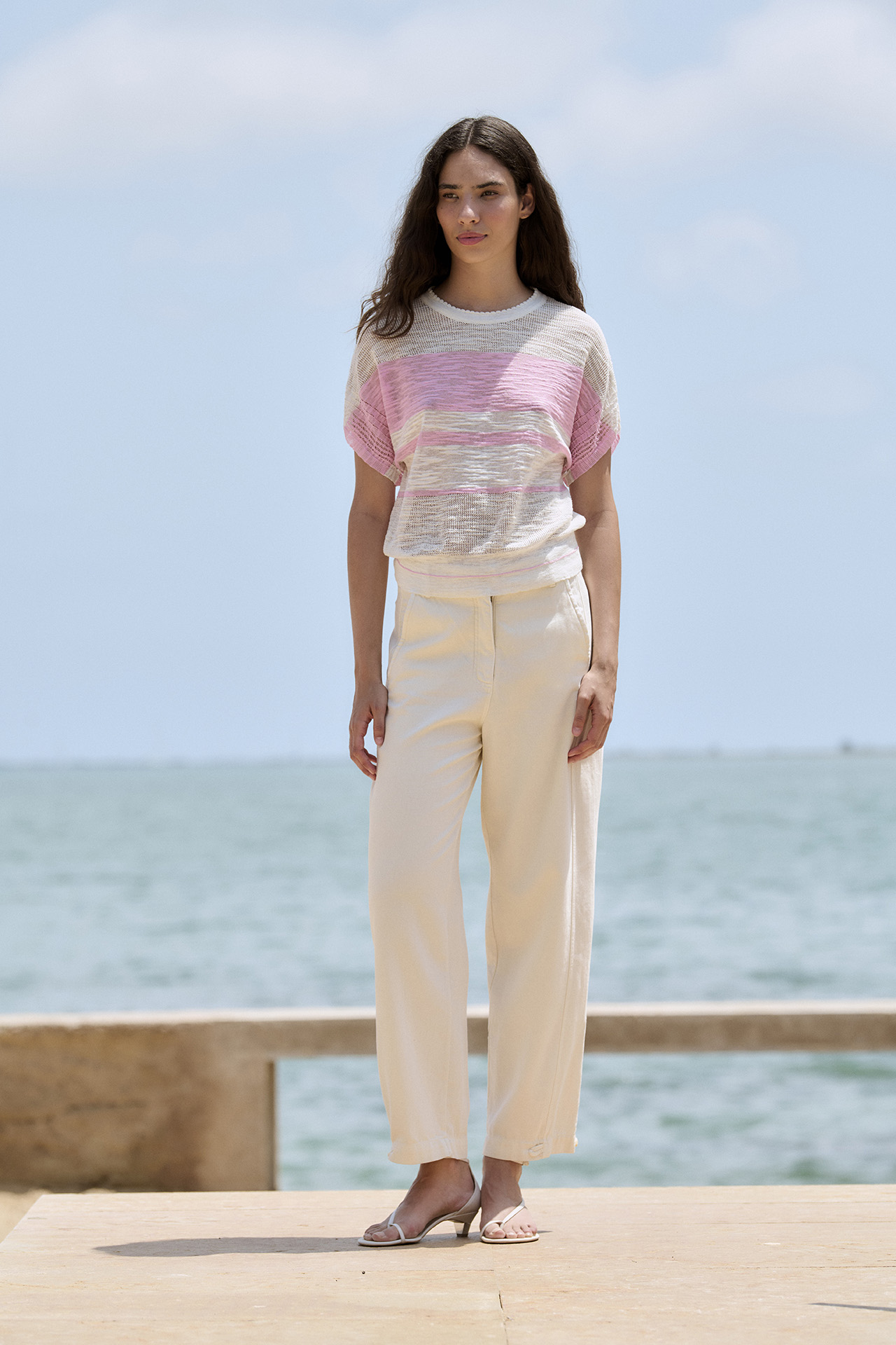 Jersey manga caída con rayas