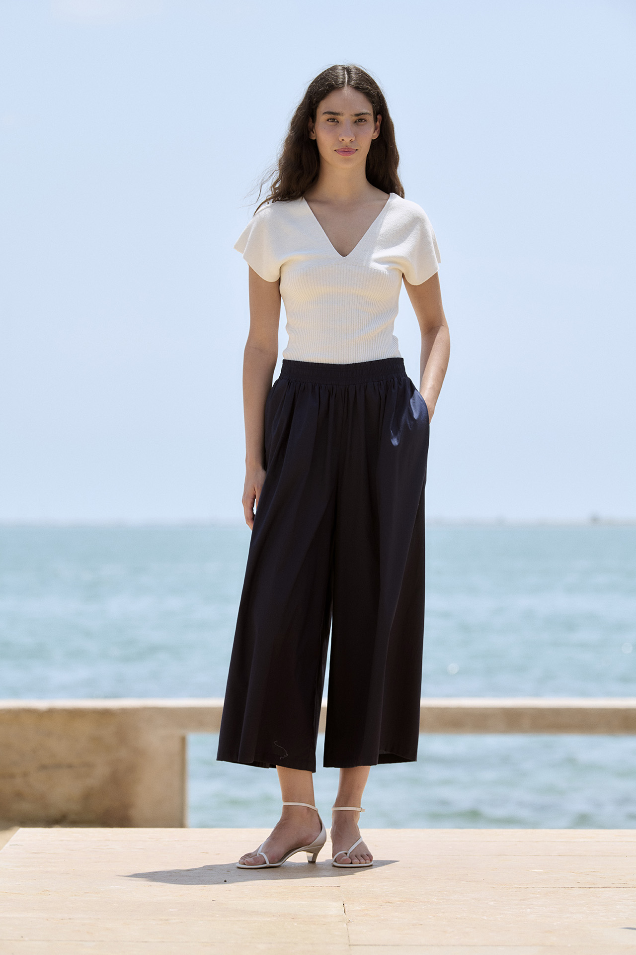 Falda pantalón de popelín