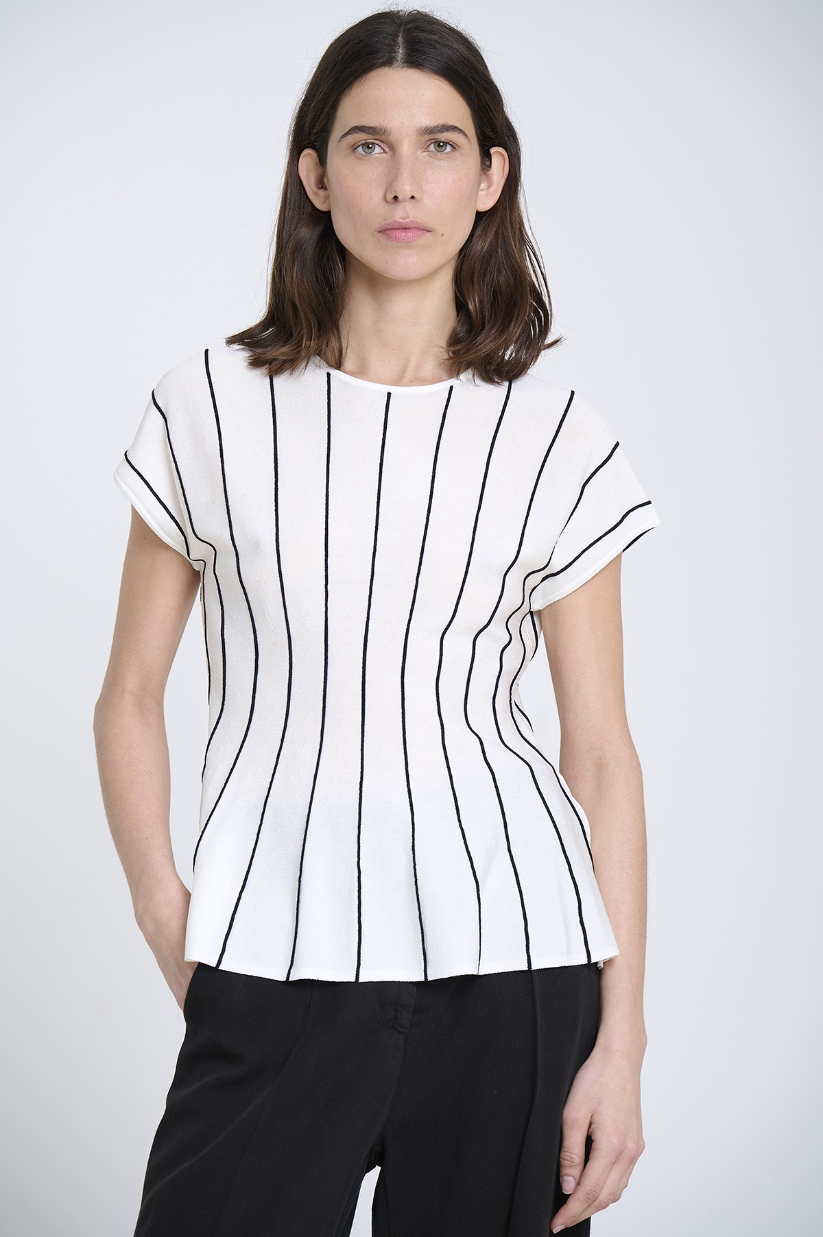 Vertical striped peplum top | ICONIC PIECES 2