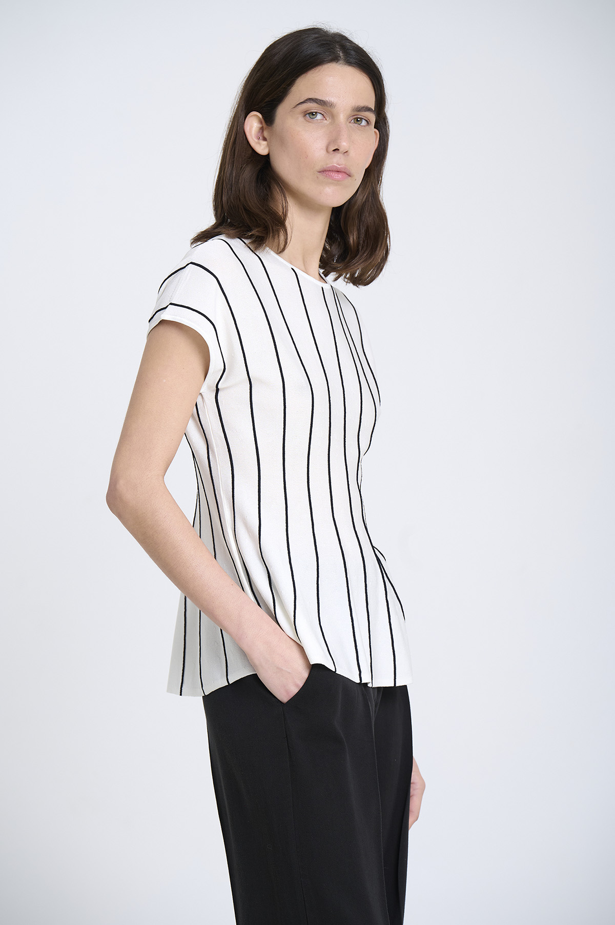 Vertical striped peplum top | ICONIC PIECES 4