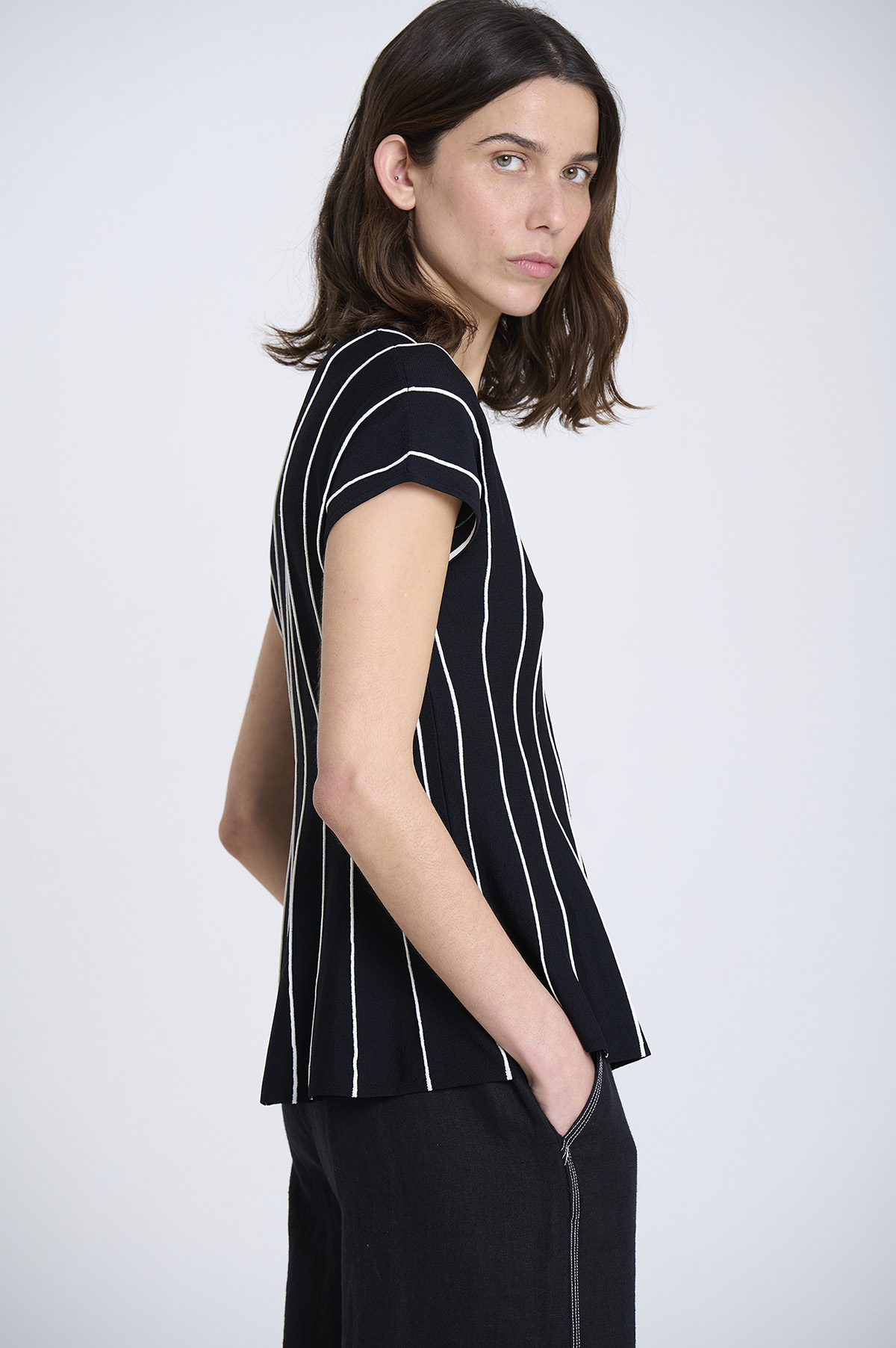 Vertical striped peplum top | ICONIC PIECES 2