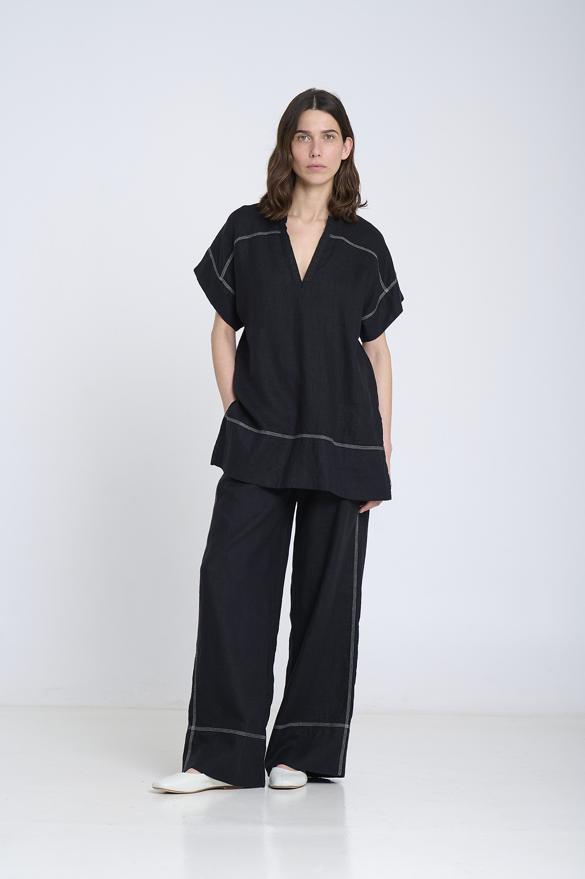 Short-Sleeve Linen Tunic