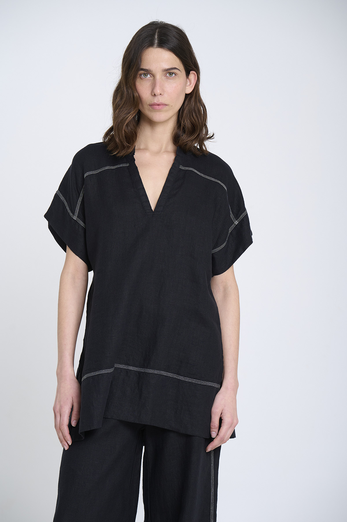 Short-Sleeve Linen Tunic 1