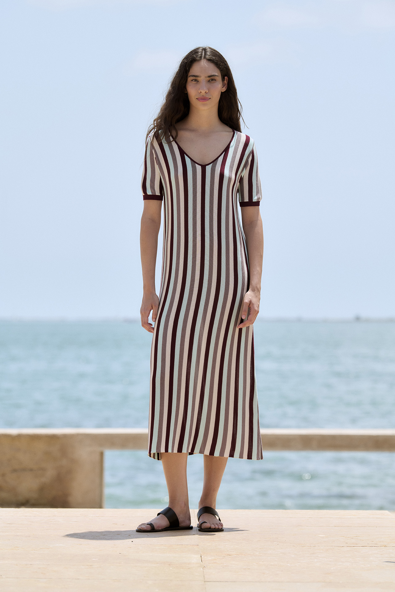 Vestido punto listado vertical