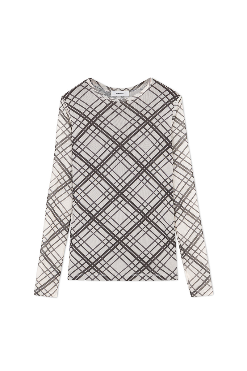 Checkered tulle T-shirt