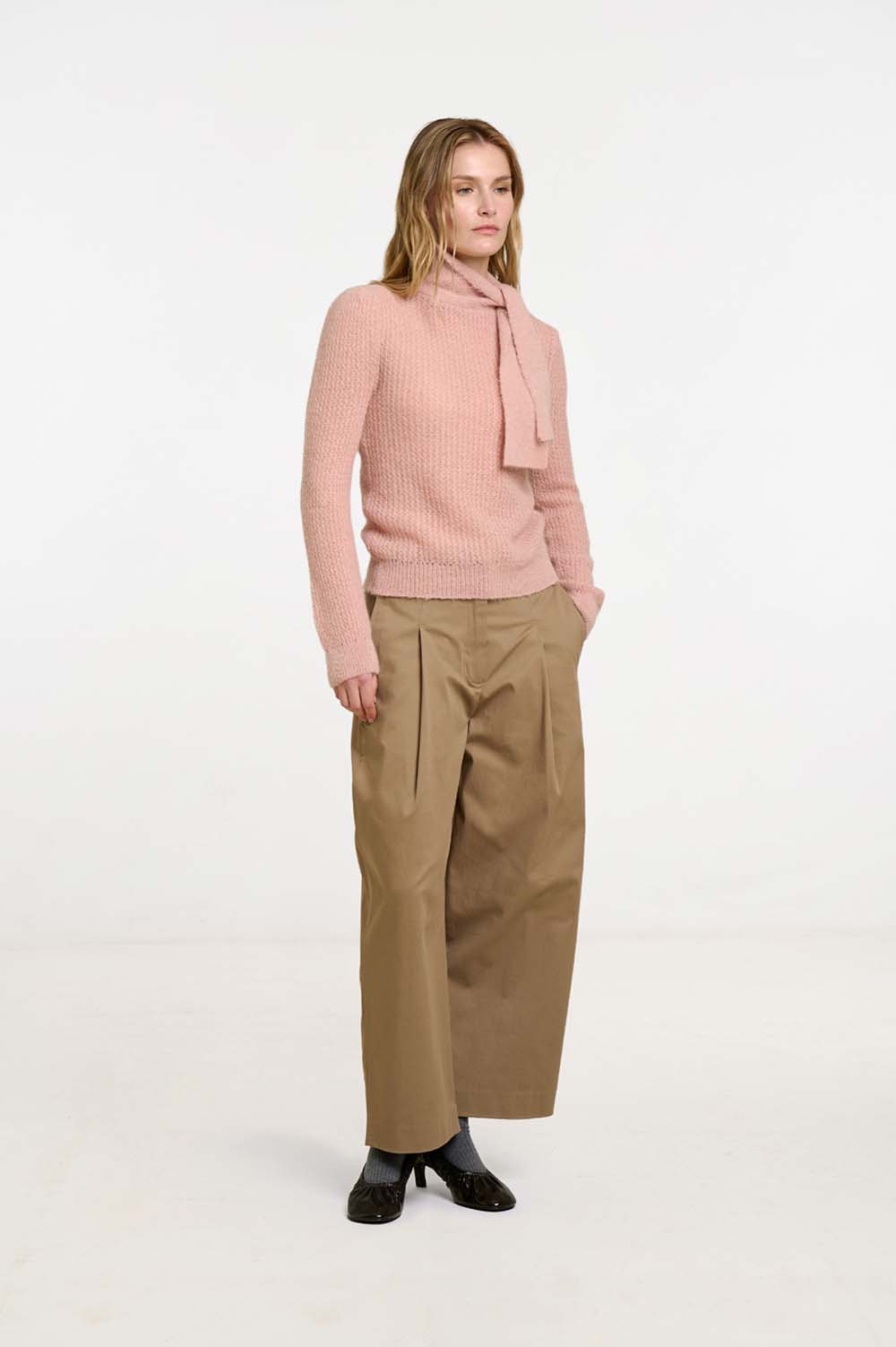 Foulard-neck sweater 1