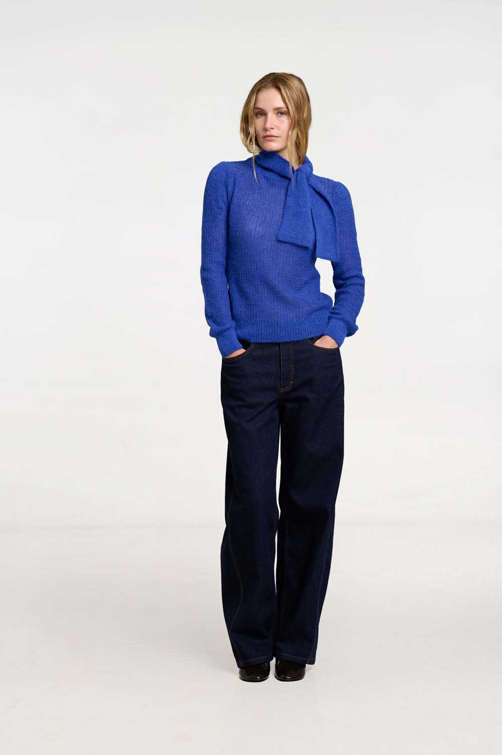 Foulard-neck sweater 1