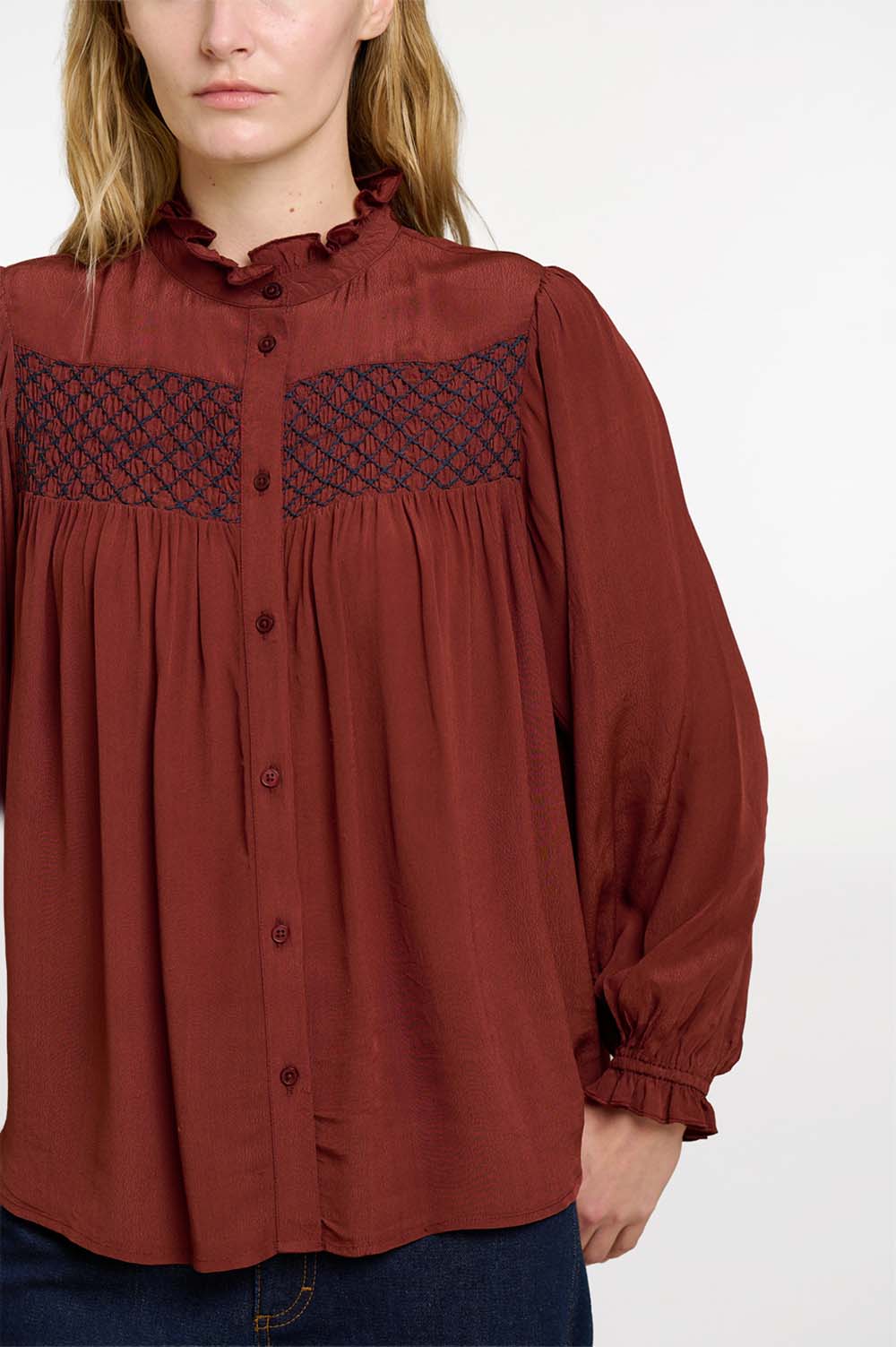 Puffed sleeves embroidered blouse 3