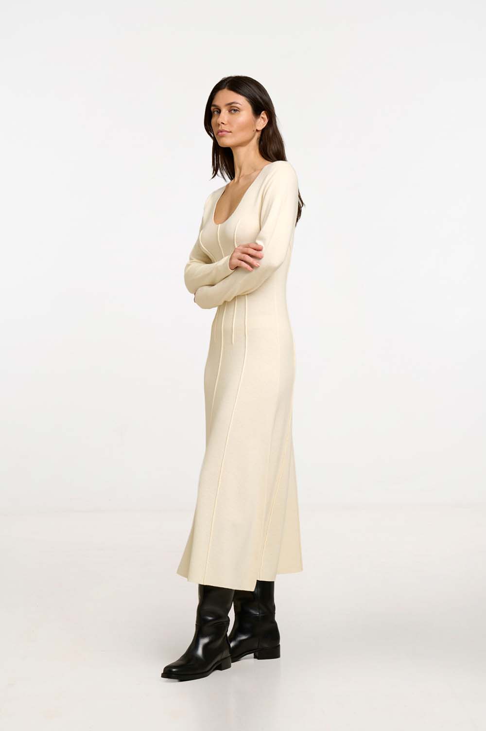 Crew neckline midi dress 3
