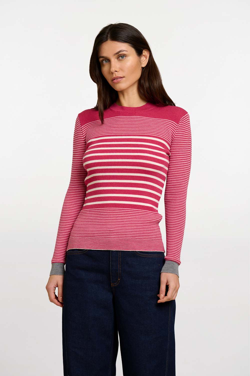 Striped rib sweater 2