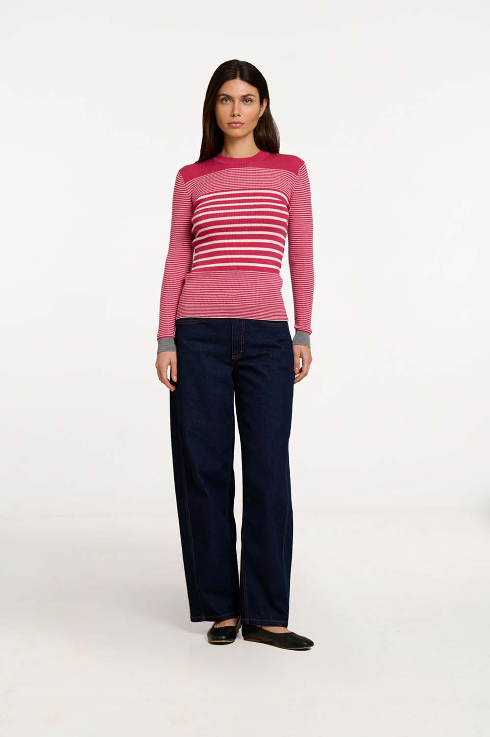 Striped rib sweater 1