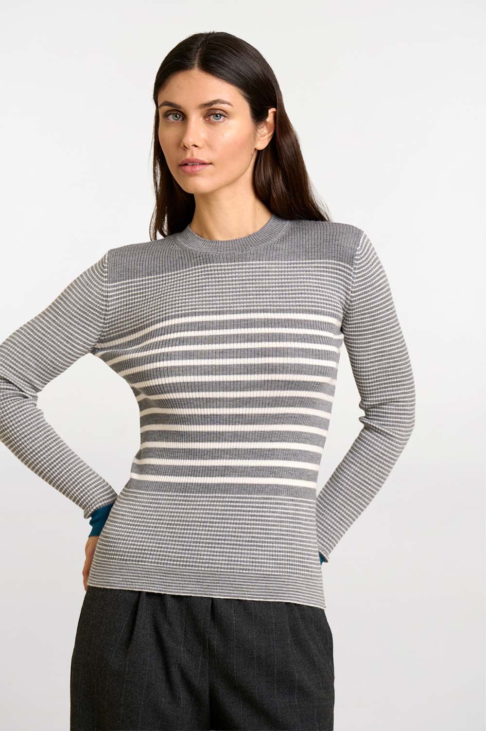 Striped rib sweater 4