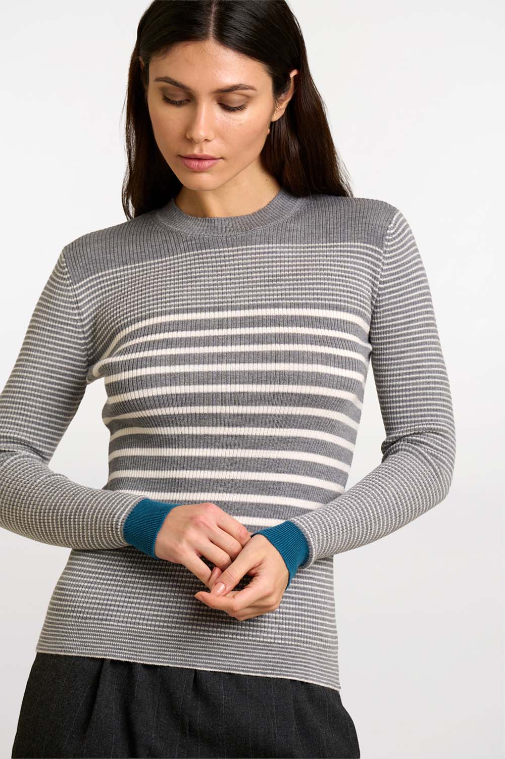 Striped rib sweater 2