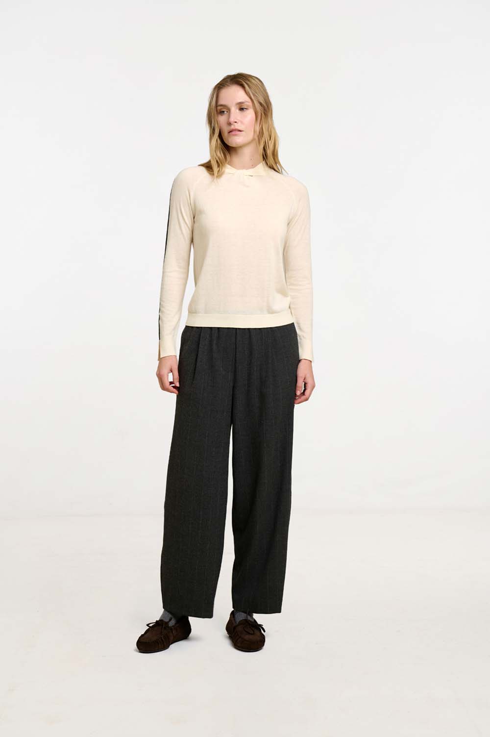 Pinstripe wool trousers 2