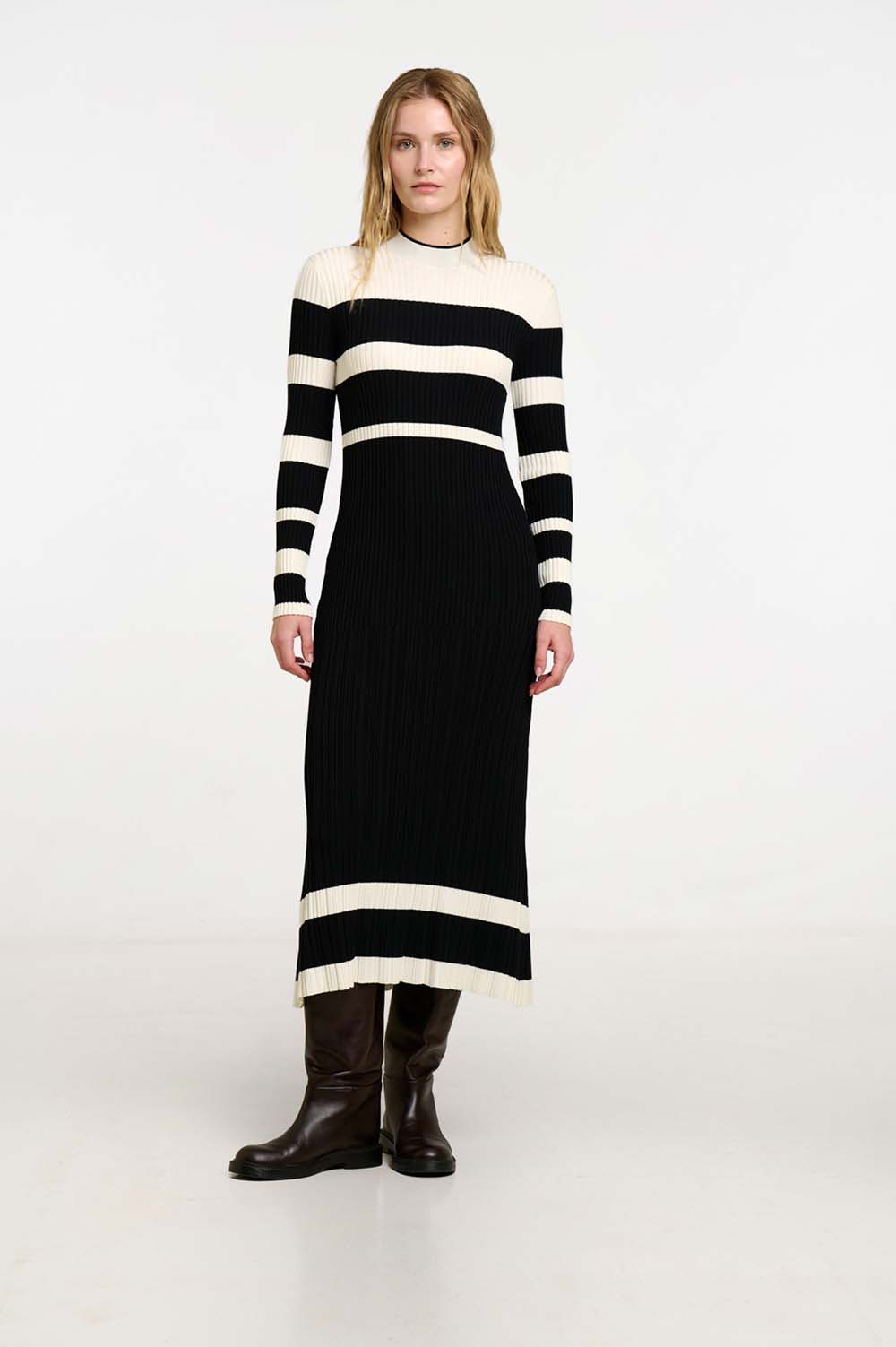 Contrast rib dress 1