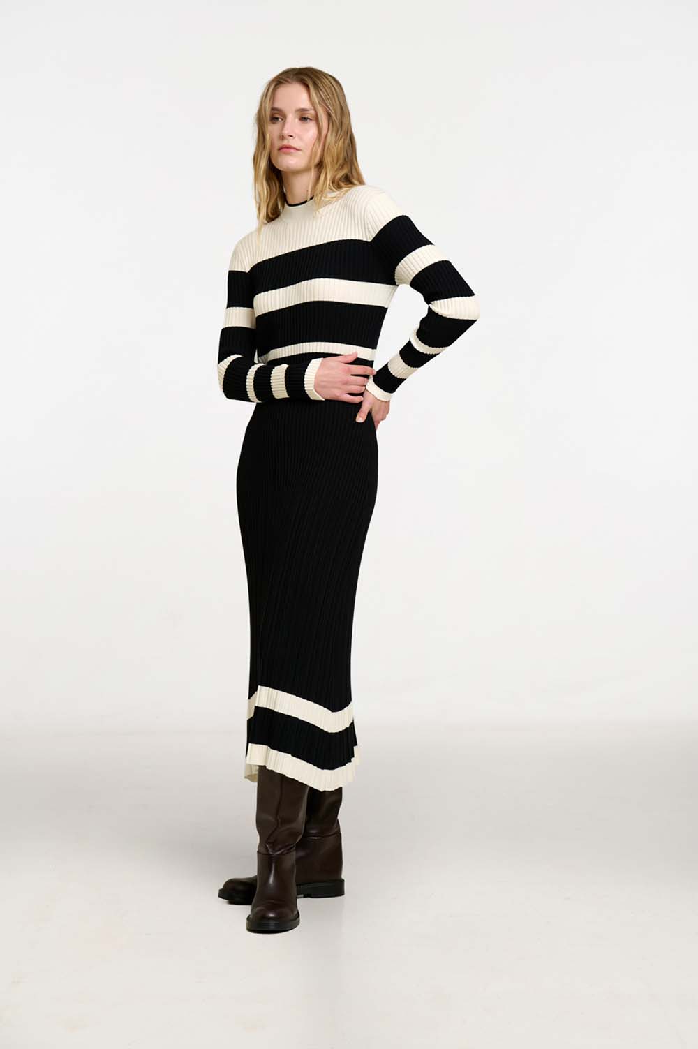 Contrast rib dress 2