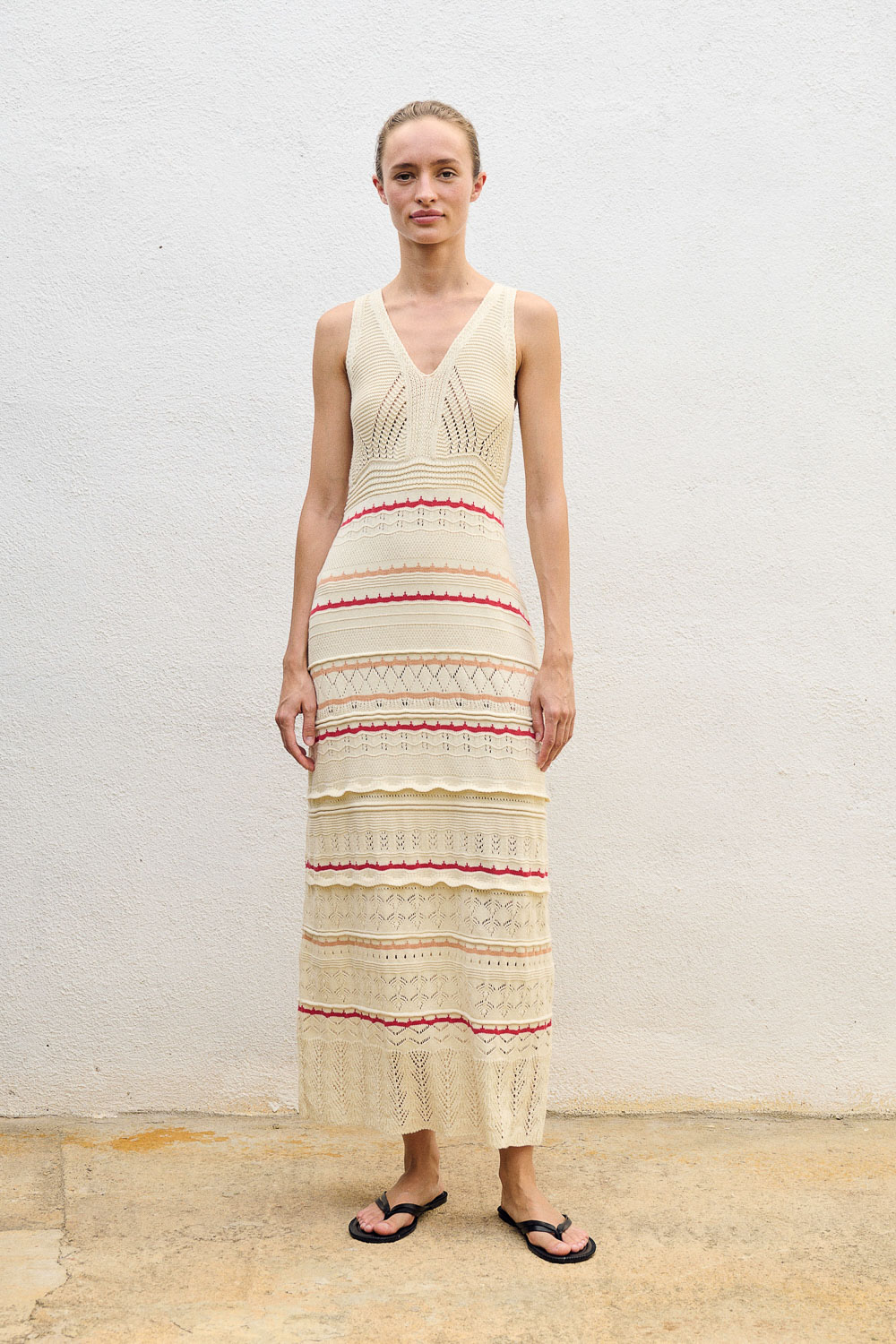 Flower Dress Vestido Largo Meshki Lily Rosa Arena, Sin Mangas